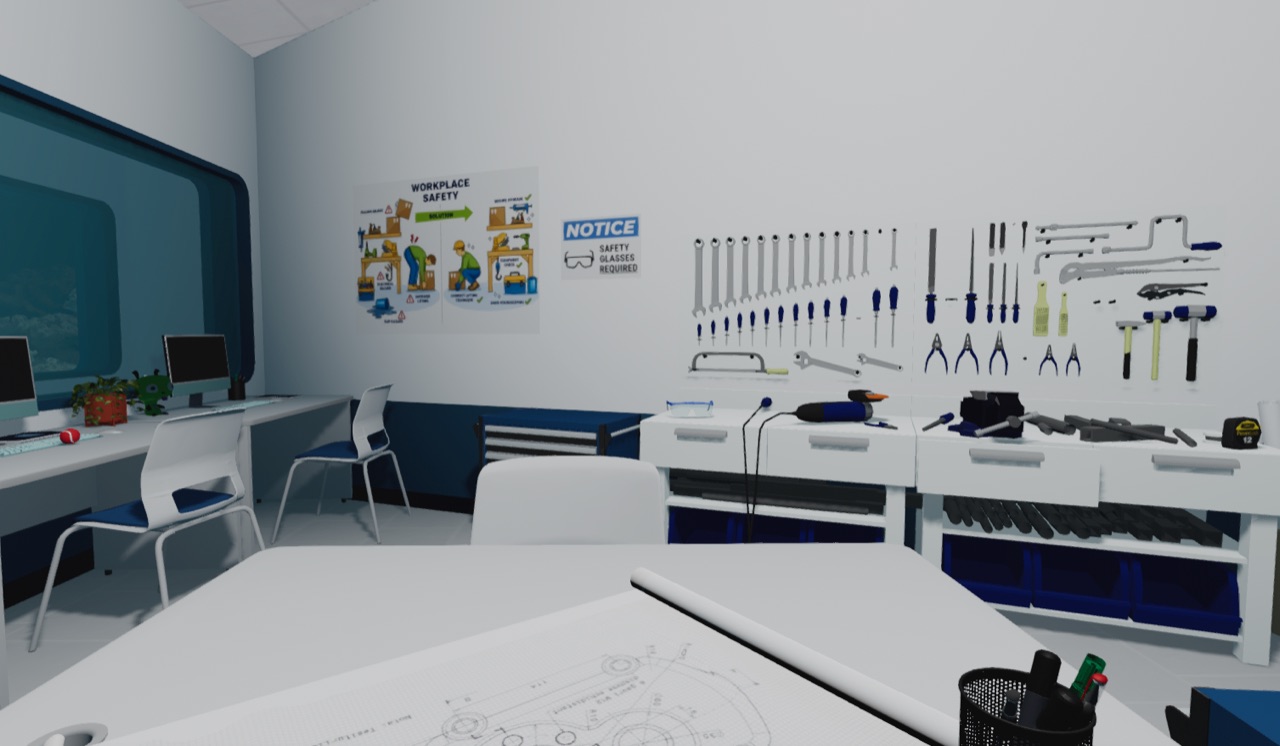 The workshop, full of tools